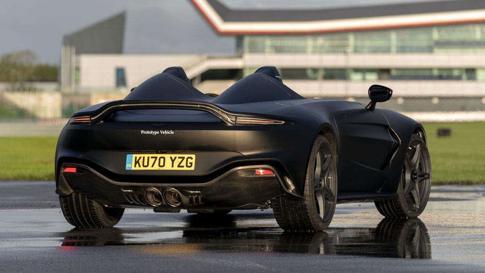 V12 Speedster powered by a 5.2 liter twin-turbo V12 engine. Credit: Aston Martin