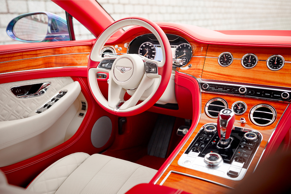 "Hotspur" red leather interior of the Continental GT V8. Credit: Bentley