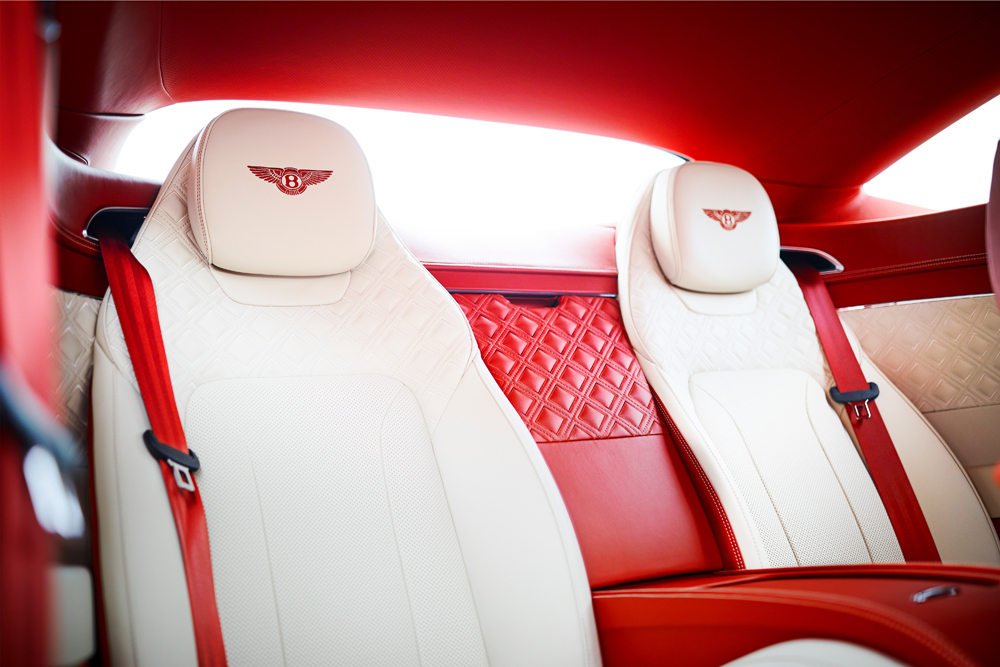 Bentley's iconic diamond-in-diamond quilting design. Credit: Bentley