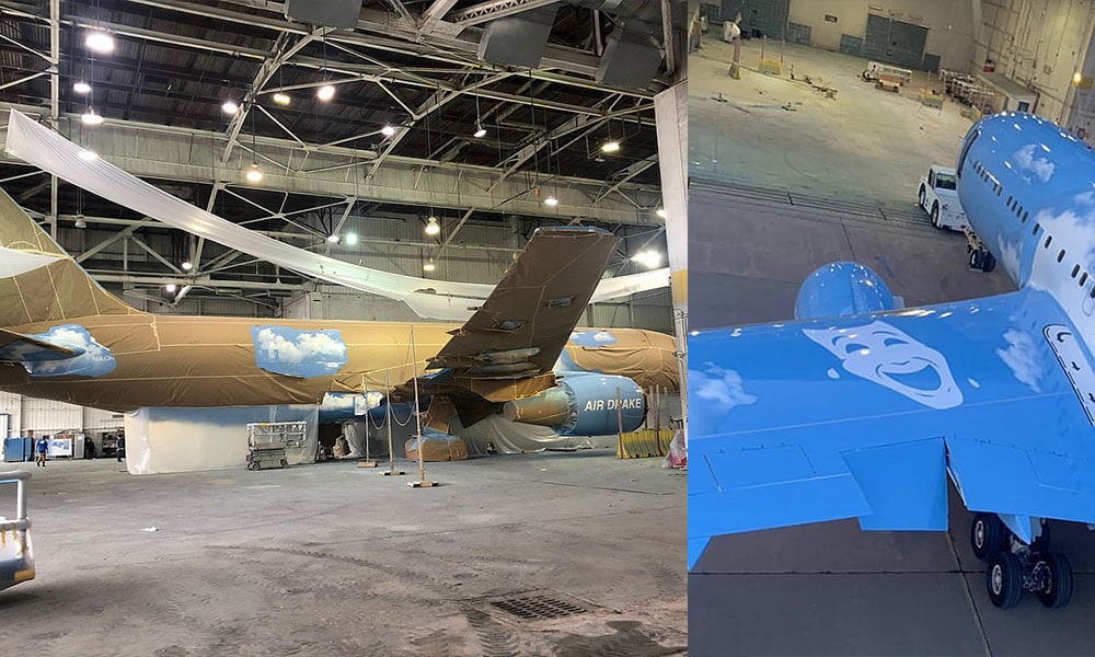 Virgil Abloh posted teaser's of Drake's new private jet livery to his Instagram