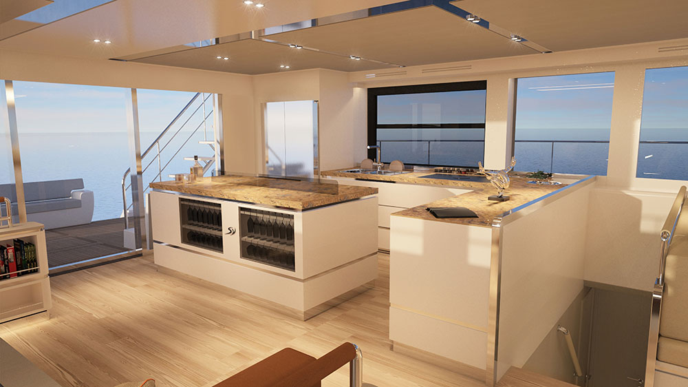 Silent Yachts 80 Tri Deck Catamaran Galley