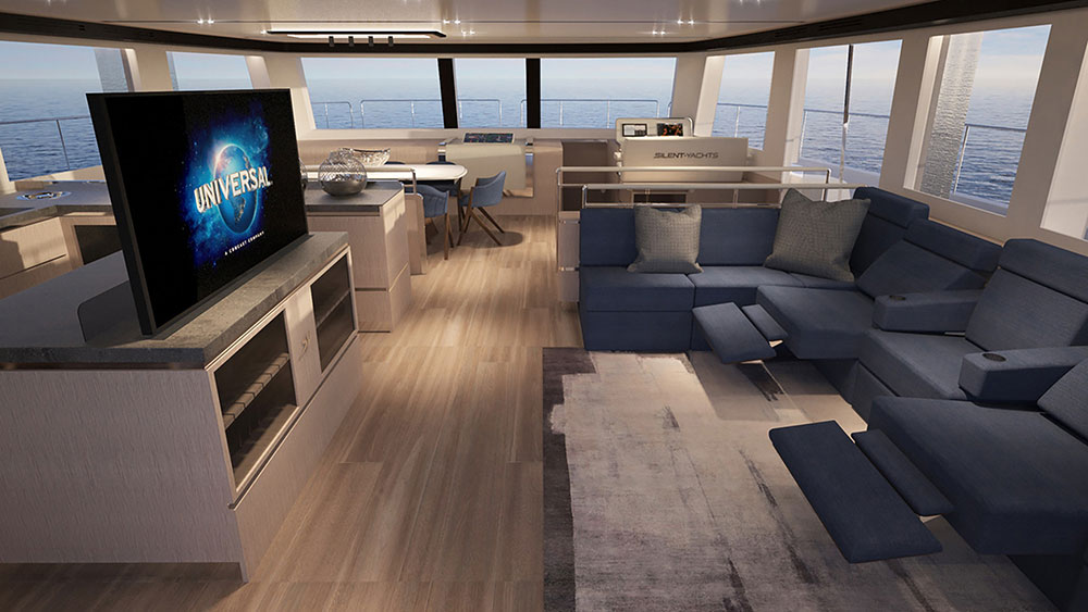 Silent Yachts 80 Tri Deck Catamaran Saloon 1