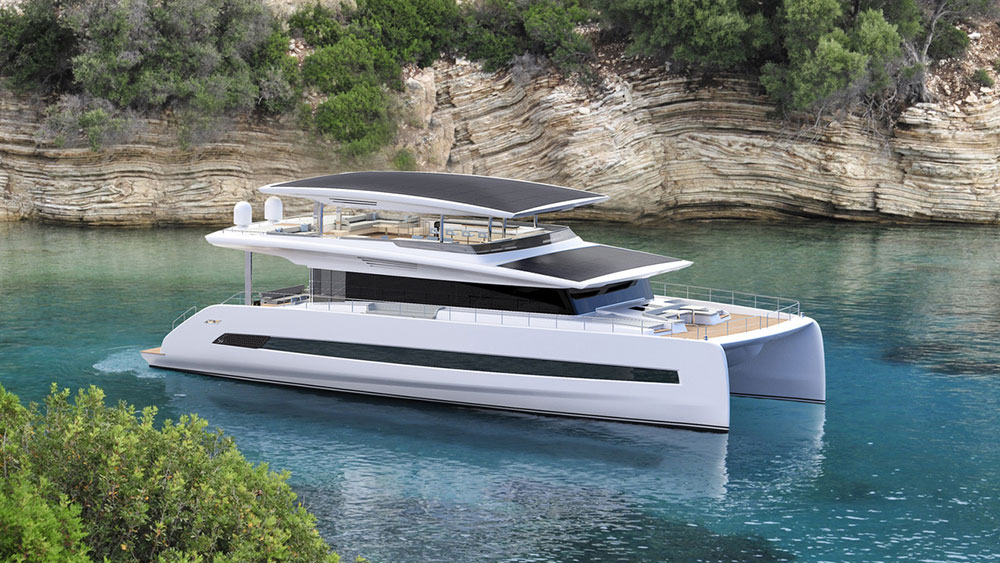SILENT 80 Tri-Deck Catamaran with "open top" option. Credit: Silent Yachts