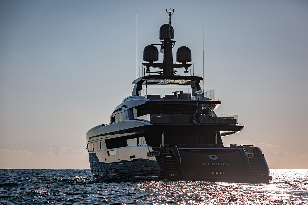 Tankoa Olokun Superyacht Stern Evening