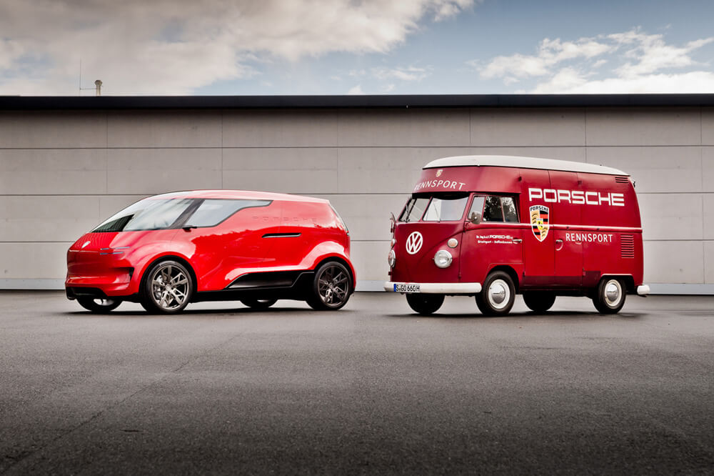 The futuristic and family-friendly Porsche "Renndienst" van. Credit: Porsche